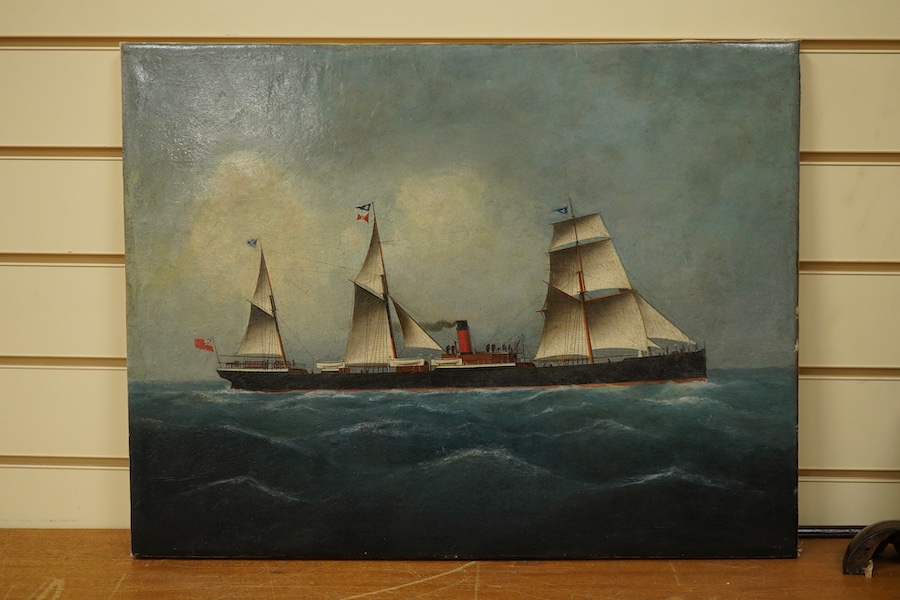 Chinese school, Screw steamship GLENFRUIN of the Glen Line of Mcgregor, Gow & Co of Glasgow, oil on canvas, unframed, 46 x 60cm